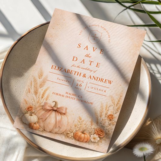Kokette Strik Pompoen Herfst Bruiloft Save The Date