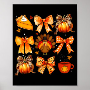 Kokette strik pompoen seizoen Thanksgiving herfst Poster