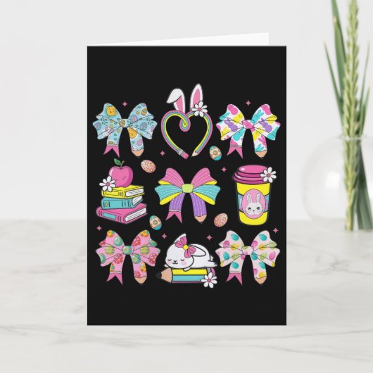Kokette strik potlood Bunny konijn leraar blij Pas Kaart (Voorkant)