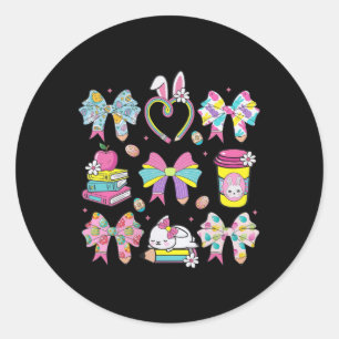 Kokette strik potlood konijn konijn leraar blij Pa Ronde Sticker