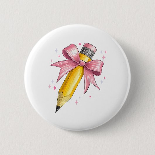 Kokette strik potlood leraar leerling eerste dag t ronde button 5,7 cm (Voorkant)