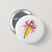 Kokette strik potlood leraar leerling eerste dag t ronde button 5,7 cm (Voorkant /achterkant)