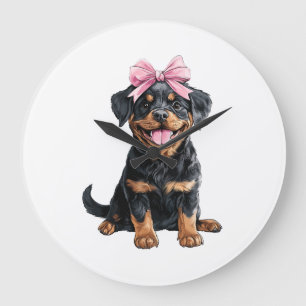 Kokette strik rottweiler hond moeder meisje roze grote klok