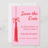 Kokette Strik Roze & Rood Afstudeerklas 2026 Save The Date (Voorkant)