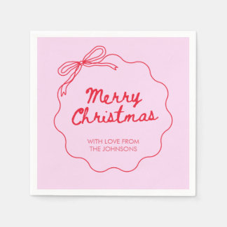 Kokette strik roze rood kerst modern schattig servet