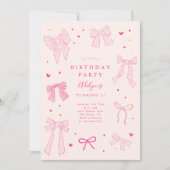 Kokette Strik Roze Verjaardagsfeestje Kaart (Voorkant)
