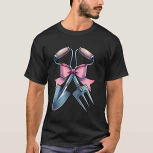 Kokette strik tuinieren tuinman schep roze lint t-shirt
