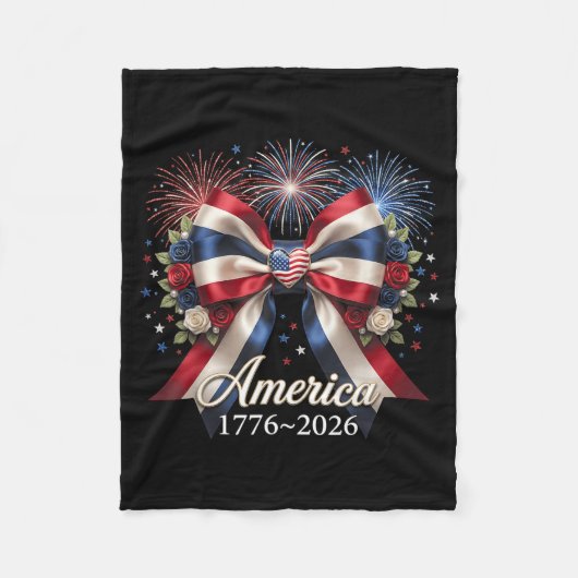 Kokette strik USA Hart 1776 2026 4 juli 250ste Fleece Deken (Voorkant)