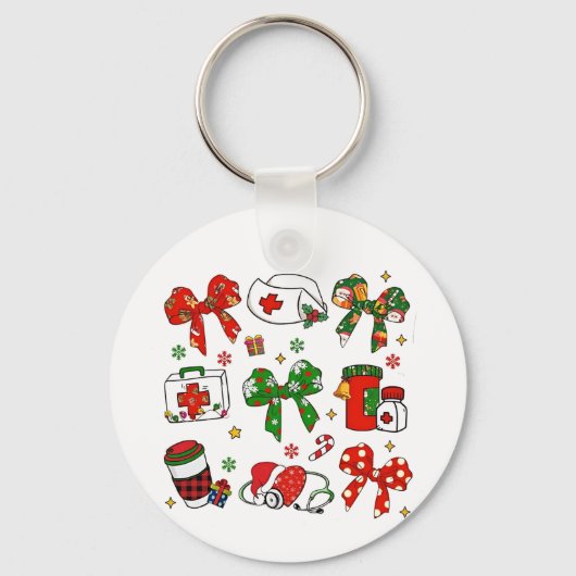 Kokette strik verpleegster Kerst verpleging Pretti Sleutelhanger (Voorkant)