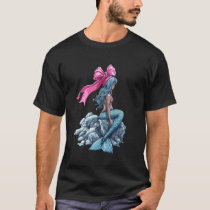 Kokette strik zeemeermin meisje lint roze schattig t-shirt
