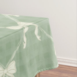 Kokette Strikken Gingham Patroon Crème Salie Groen Tafelkleed