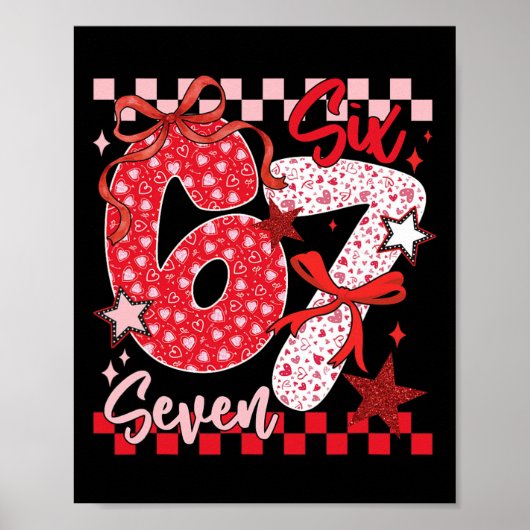 Kokette Valentijn 67 Zes Zeven Preppy Hart Strik P Poster (Voorkant)