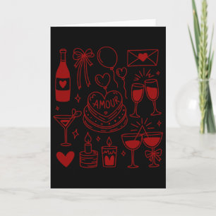 Kokette Valentijnsfeest Amour Cake Wijn Harten Li Kaart