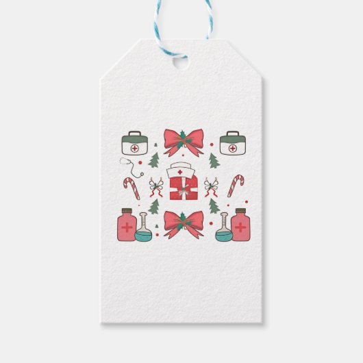 Kokette Verpleegster Boog Aangepaste Verpleegster  Cadeaulabel (Voorkant)