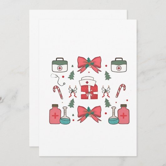 Kokette Verpleegster Boog Aangepaste Verpleegster Kaart (Voorkant / Achterkant)