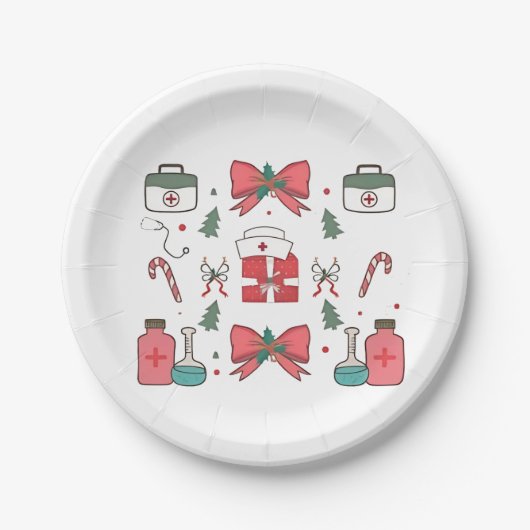 Kokette Verpleegster Boog Aangepaste Verpleegster  Papieren Bordje (Voorkant)