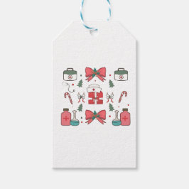 Kokette verpleegster met strik, kerstverpleegster  cadeaulabel