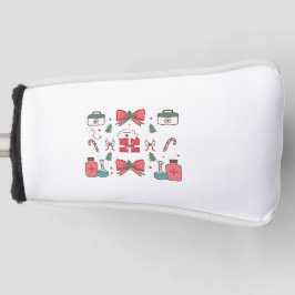 Kokette verpleegster met strik, kerstverpleegster  golfheadcover