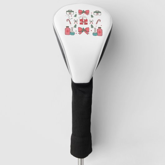 Kokette verpleegster met strik, kerstverpleegster golfheadcover (Voorkant)