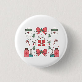 Kokette verpleegster met strik, kerstverpleegster  ronde button 3,2 cm