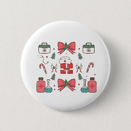 Kokette verpleegster met strik, kerstverpleegster  ronde button 5,7 cm