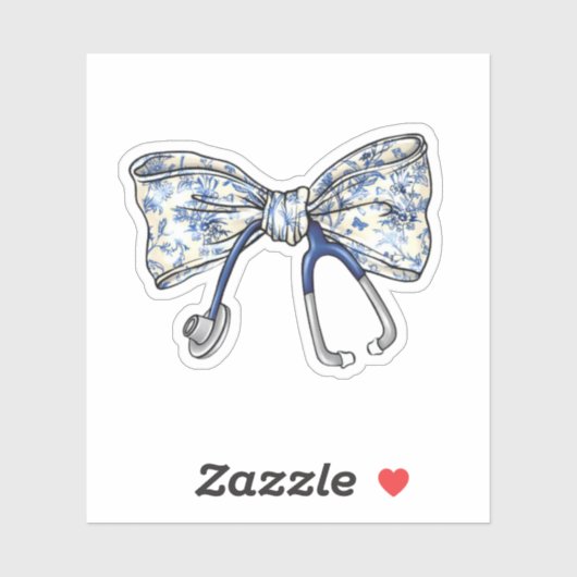 Kokette verpleegster stethoscoop strik sticker (Vel)