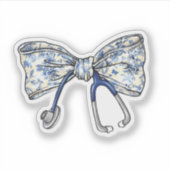 Kokette verpleegster stethoscoop strik sticker (Voorkant)