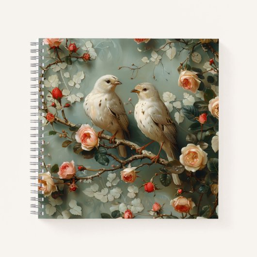 Kokette Vogels Bloemstuk Notitieboek (Voorkant)
