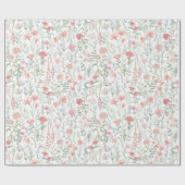 Kokette vrouwelijke roze wilde bloemenweide cadeaupapier (Vlak)