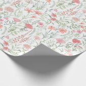 Kokette vrouwelijke roze wilde bloemenweide cadeaupapier (Hoek)