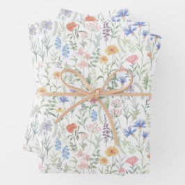 Kokette vrouwelijke wilde bloemenweide inpakpapier vel