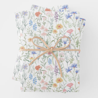 Kokette vrouwelijke wilde bloemenweide inpakpapier vel