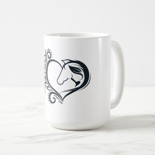 Kokette zwarte hart paard meisje vrouwelijk elegan koffiemok (Voorkant rechts)