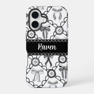 Kokette Zwarte Strik iPhone 16 Hoesje