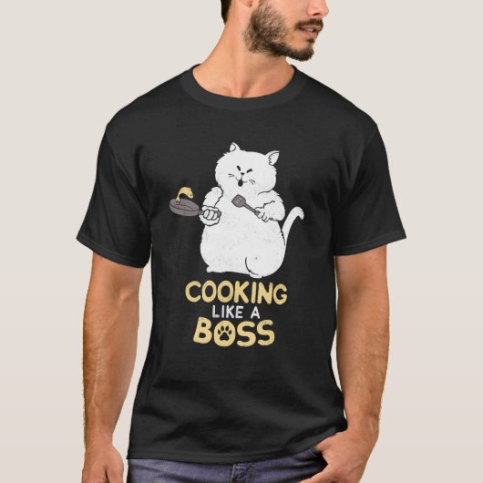 Kokkende Kat Kookt Als Een Baas T-shirt (Voorkant)
