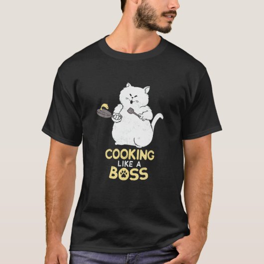Kokkende Kat Kookt Als Een Baas T-shirt (Voorkant)