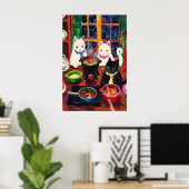 Kokkende kattenprint  Whimsical kitchen kat Poster (Thuiskantoor)
