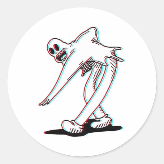 Koko De Clown Ghost Glitch Dansen Ronde Sticker (Voorkant)