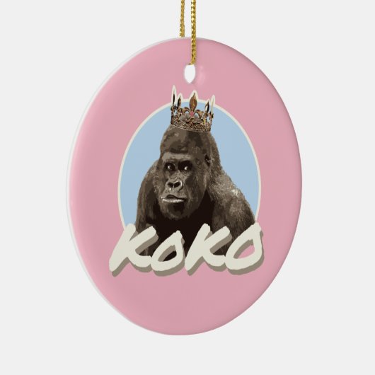 Koko The Gorilla Wearing Crown Keramisch Ornament (Rechts)