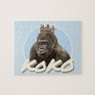 Koko The Gorilla Wearing Crown Legpuzzel