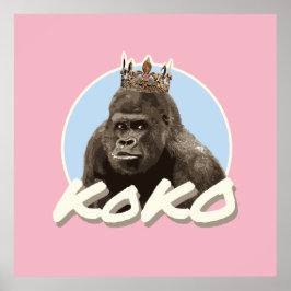 Koko The Gorilla Wearing Crown Poster