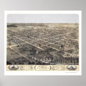 Kokomo, IN Panorama Map - 1868 Poster (Voorkant)