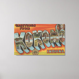 Kokomo, Indiana - grote letterscènes Canvas Afdruk