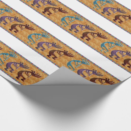 Kokopelli 3D Anasazi Native Amerikaans Motief Cadeaupapier (Hoek)