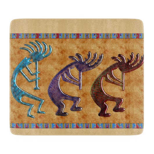 Kokopelli 3D Anasazi Native Amerikaans Motief Snijplank (Voorkant)