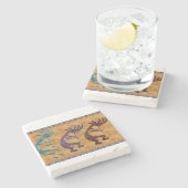 Kokopelli 3D Anasazi Native Amerikaans Motief Stenen Onderzetter (Zijkant)