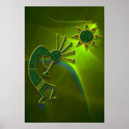 Kokopelli Abstract in Groen Poster