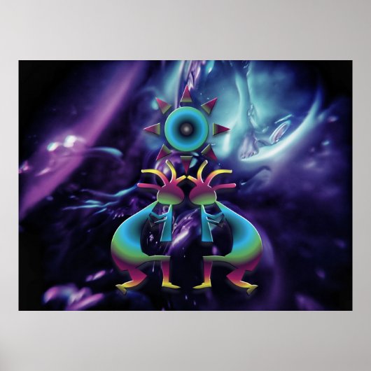 Kokopelli Abstracte Art Universe Poster (Voorkant)