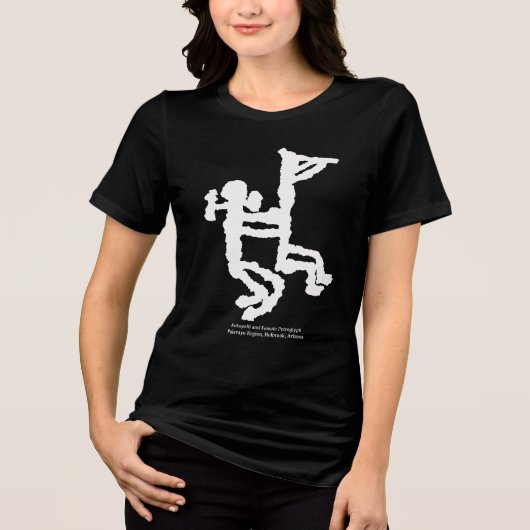 Kokopelli and Female Petroglyph Tri-Blend Shirt (Voorkant)