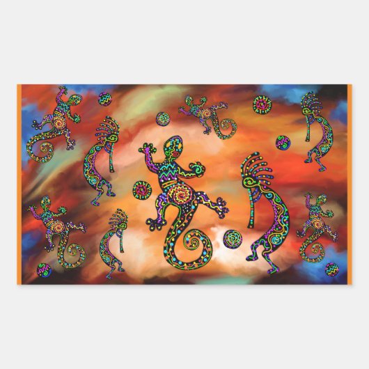 Kokopelli Art Rechthoekige Sticker (Voorkant)